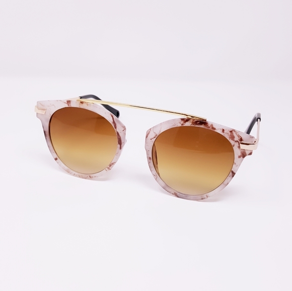 Accessories - Marble Pattern Round Mirrored Sunglasses